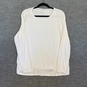 Talbots Shirt Womens 2X XXL White Long Sleeve Tshirt Pima Cotton Soft Plus Size‎